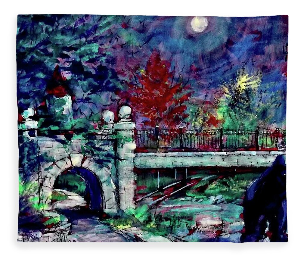 Painting Fleece Blanket featuring the painting Night Bear by Les Leffingwell