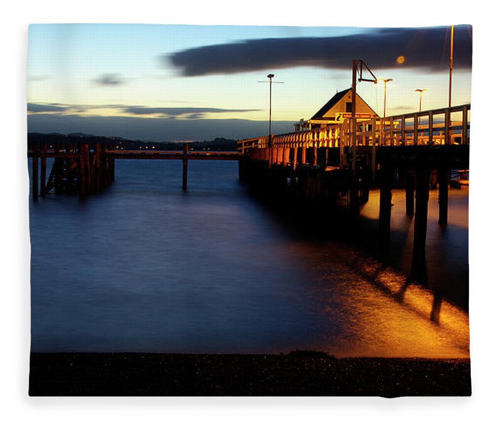Pier Fleece Blanket featuring the photograph Night in Russell - Bay of Islands, New Zealand by Kenneth Lane Smith