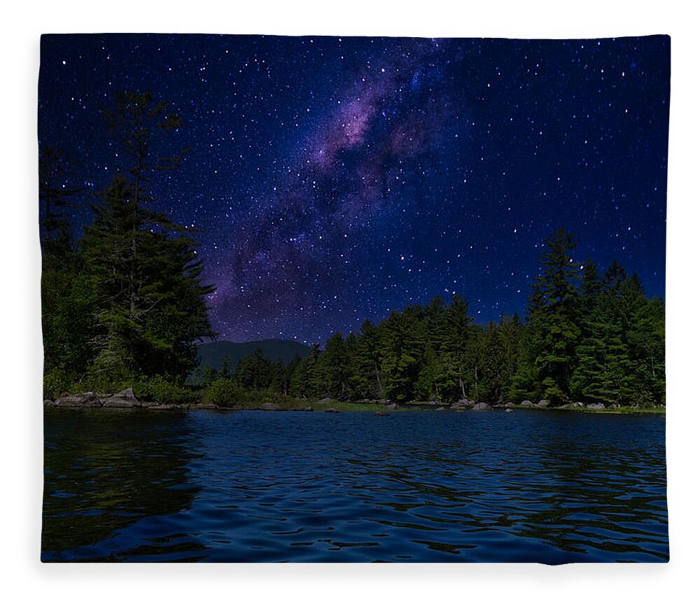 Lake Fleece Blanket featuring the photograph Night Sky Over Rangeley Lake by Russel Considine