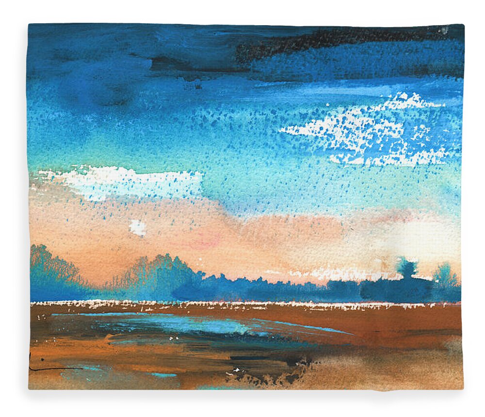 Landscape Fleece Blanket featuring the painting Nightfall 36 by Miki De Goodaboom