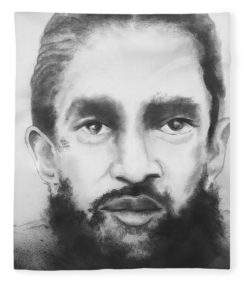  Fleece Blanket featuring the drawing Nipsey by Angie ONeal