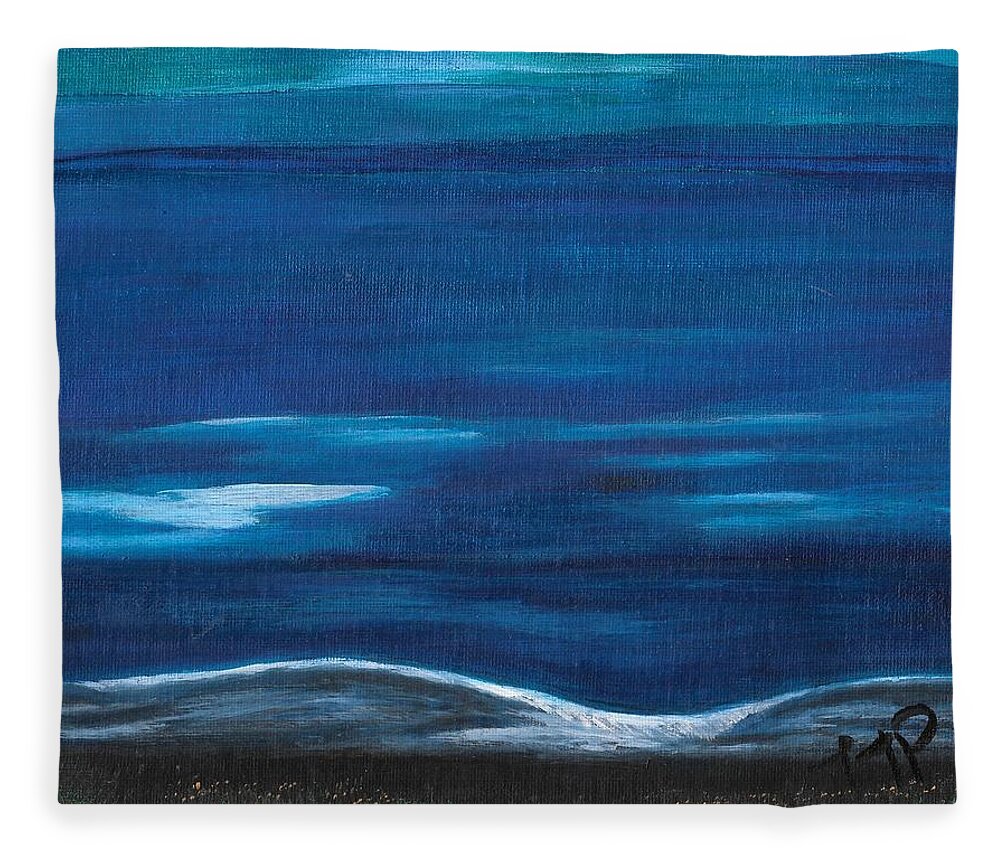 Blue Fleece Blanket featuring the painting No End in Sight by Esoteric Gardens KN