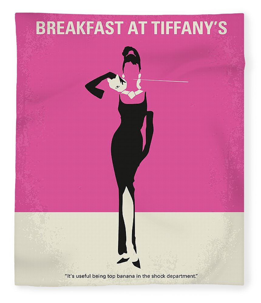 Breakfast At Tiffanys Fleece Blanket featuring the digital art No204 My Breakfast at Tiffanys minimal movie poster by Chungkong Art