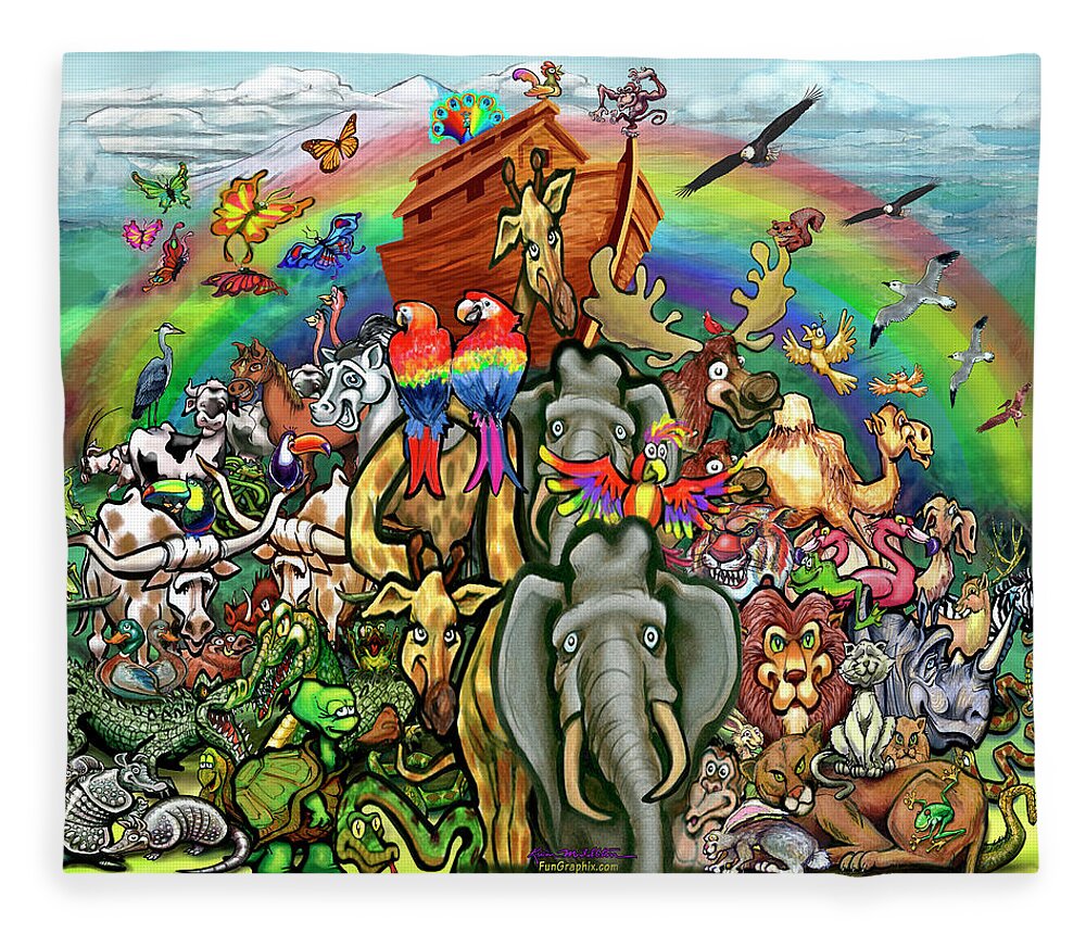 Noah's Ark Fleece Blanket featuring the painting Noah's Ark by Kevin Middleton