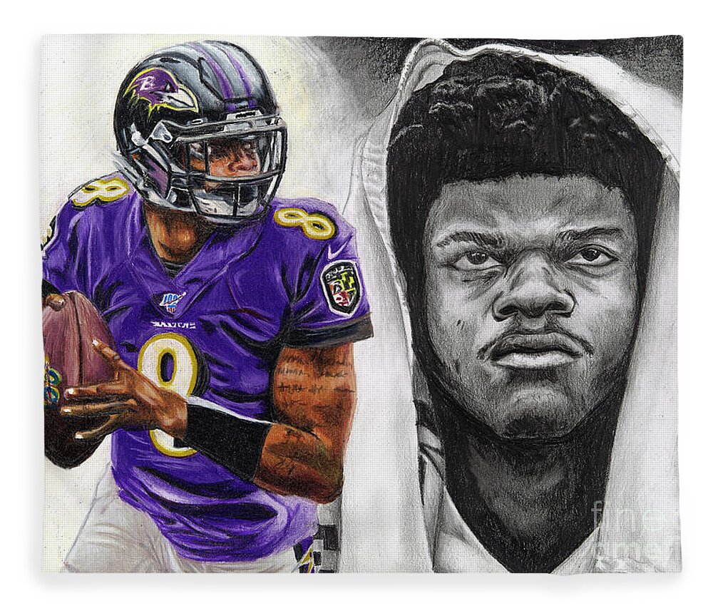 Baltimore Ravens Fleece Blanket featuring the drawing Nobody Cares, Work Harder by Philippe Thomas