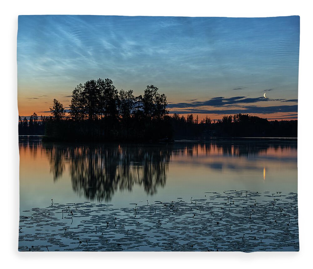 Finland Fleece Blanket featuring the photograph Noctilucent moonrise by Thomas Kast