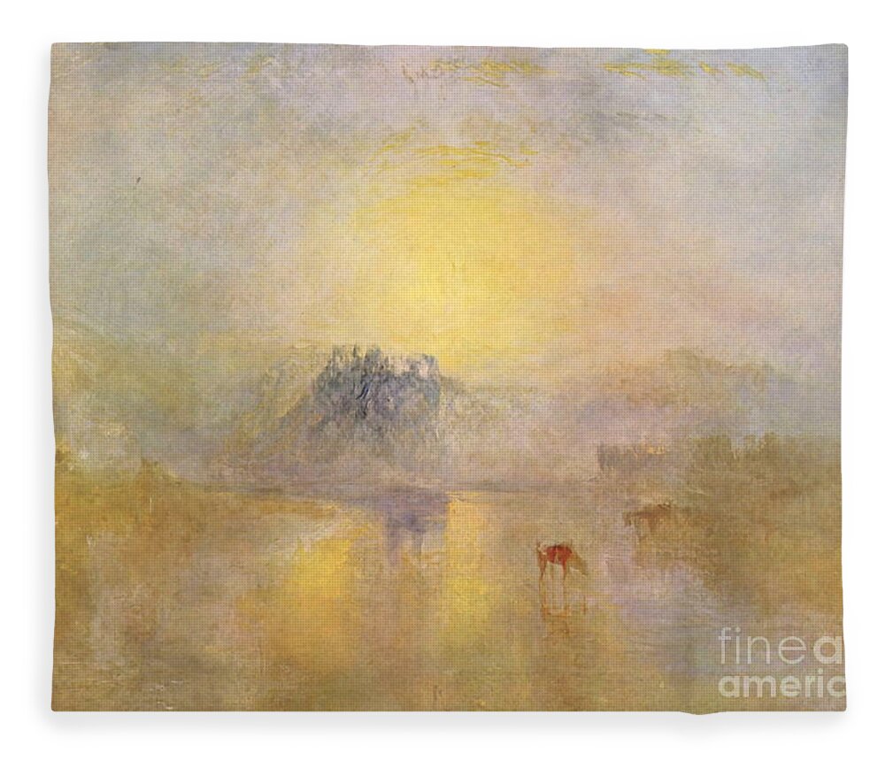 J. M. W. Turner Fleece Blanket featuring the painting Norham Castle, Sunrise by William Turner