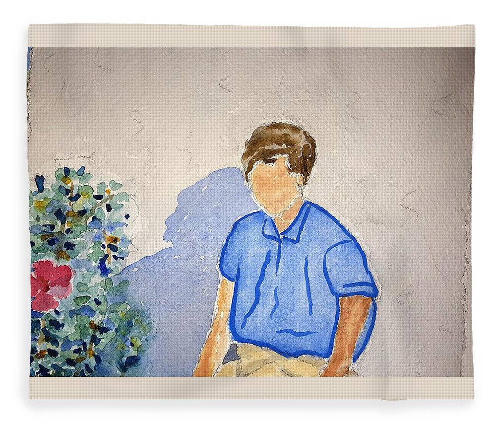 Watercolor Fleece Blanket featuring the painting Norma by John Klobucher