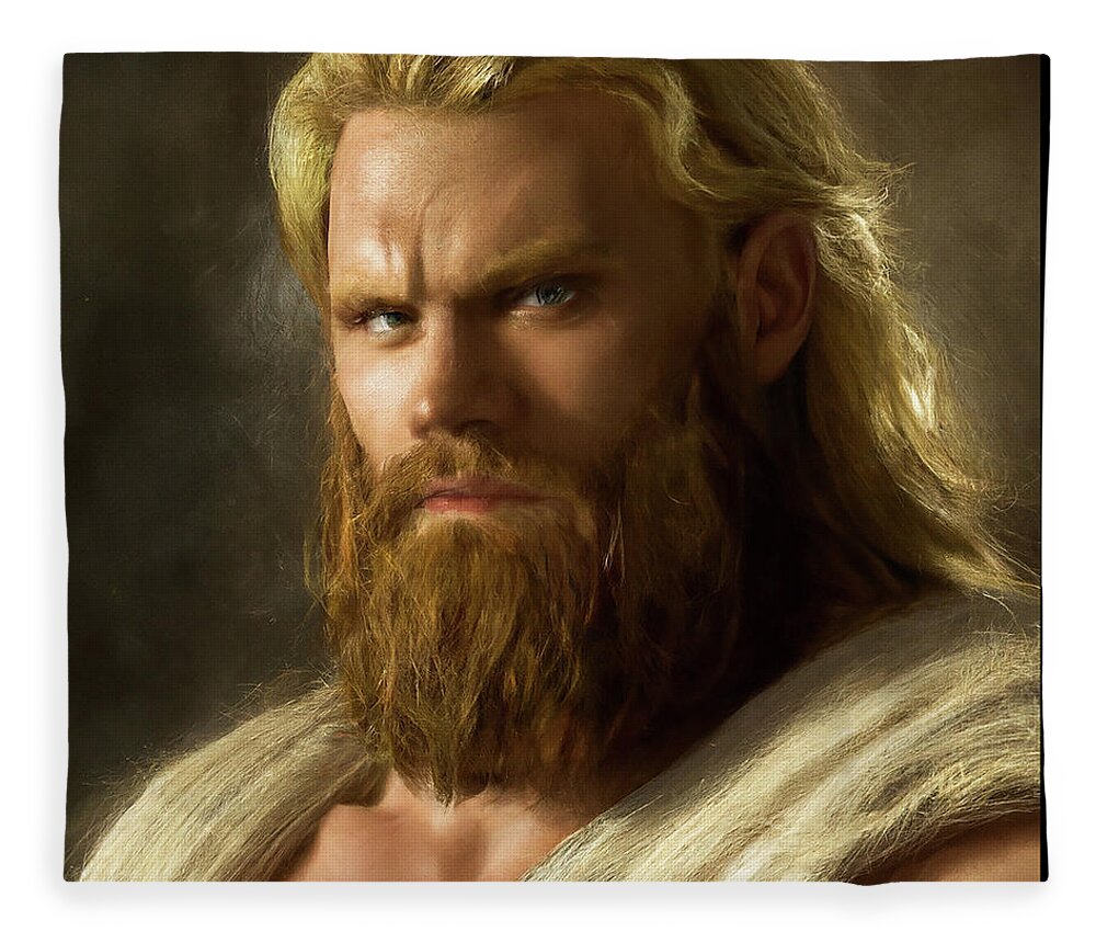 Norse Fleece Blanket featuring the digital art Norse Warrior 1 by Shawn Dall