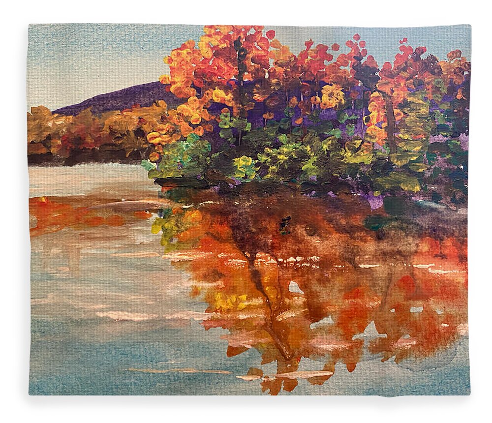 Watercolor Fleece Blanket featuring the painting North Carolina Foliage by Larry Whitler
