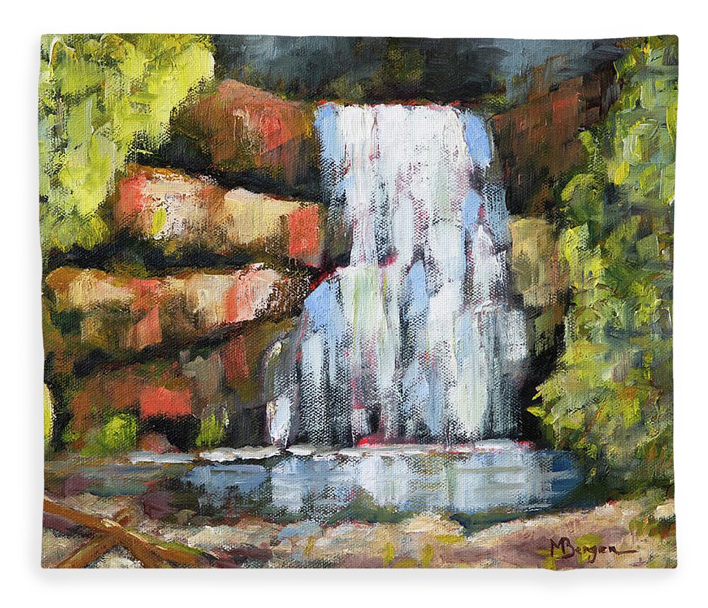North Falls Fleece Blanket featuring the painting North Falls by Mike Bergen