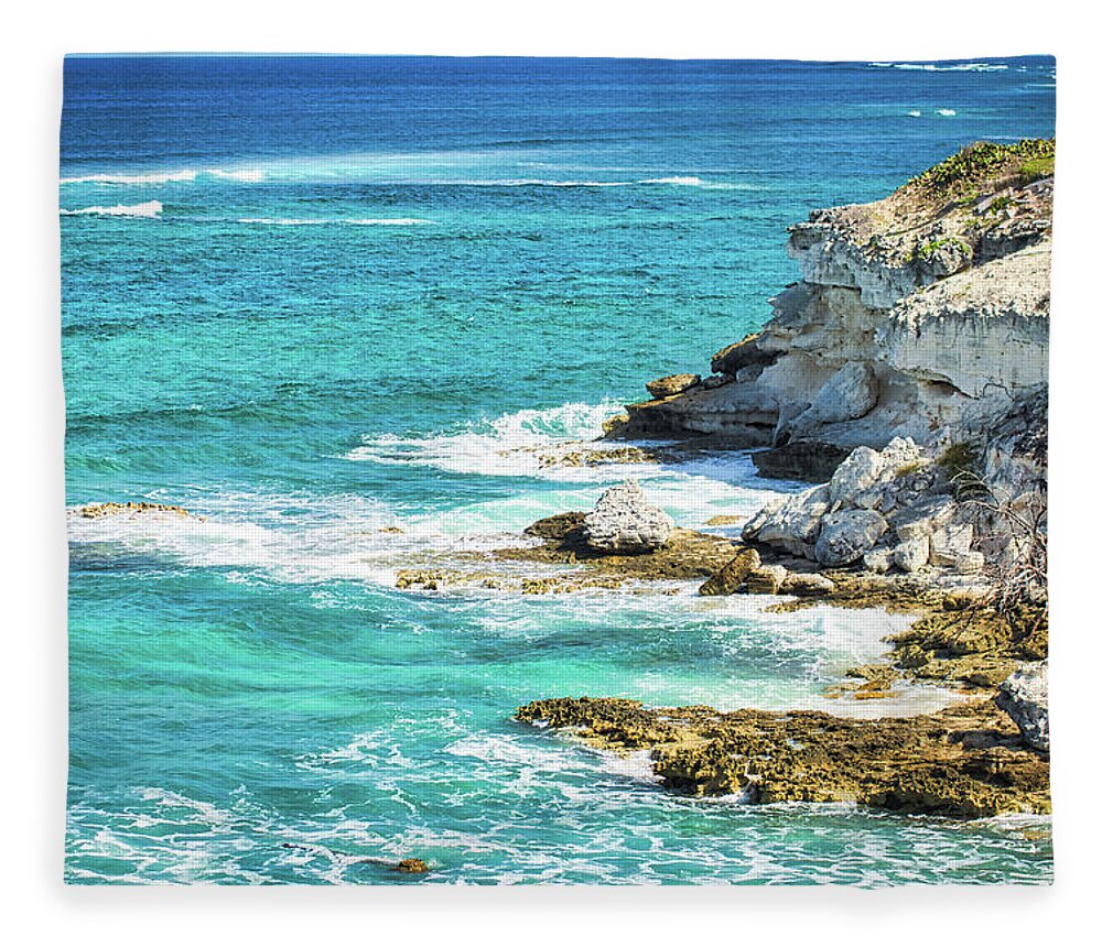 Water Fleece Blanket featuring the photograph NorthEast Point Grand Turk by Portia Olaughlin