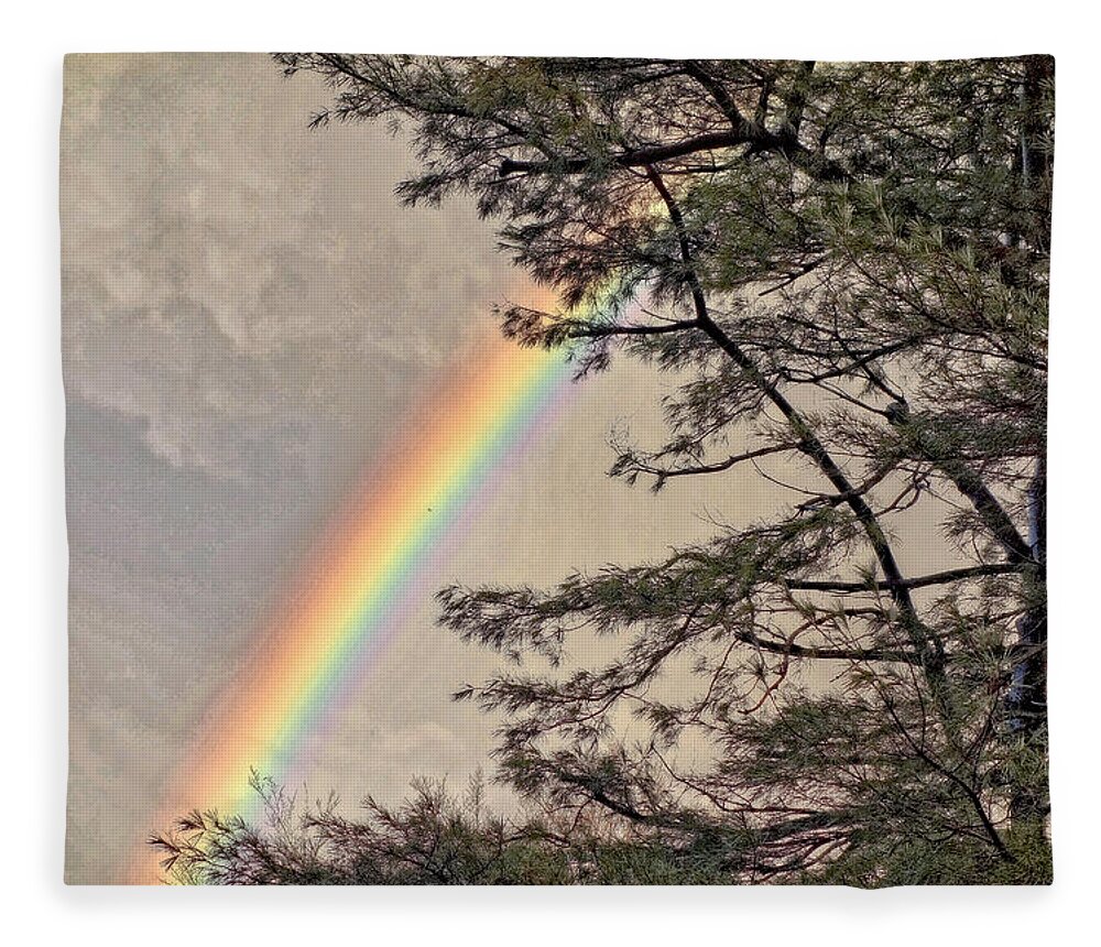 Rainbow Fleece Blanket featuring the photograph Northern Forest Rainbow by Russ Considine