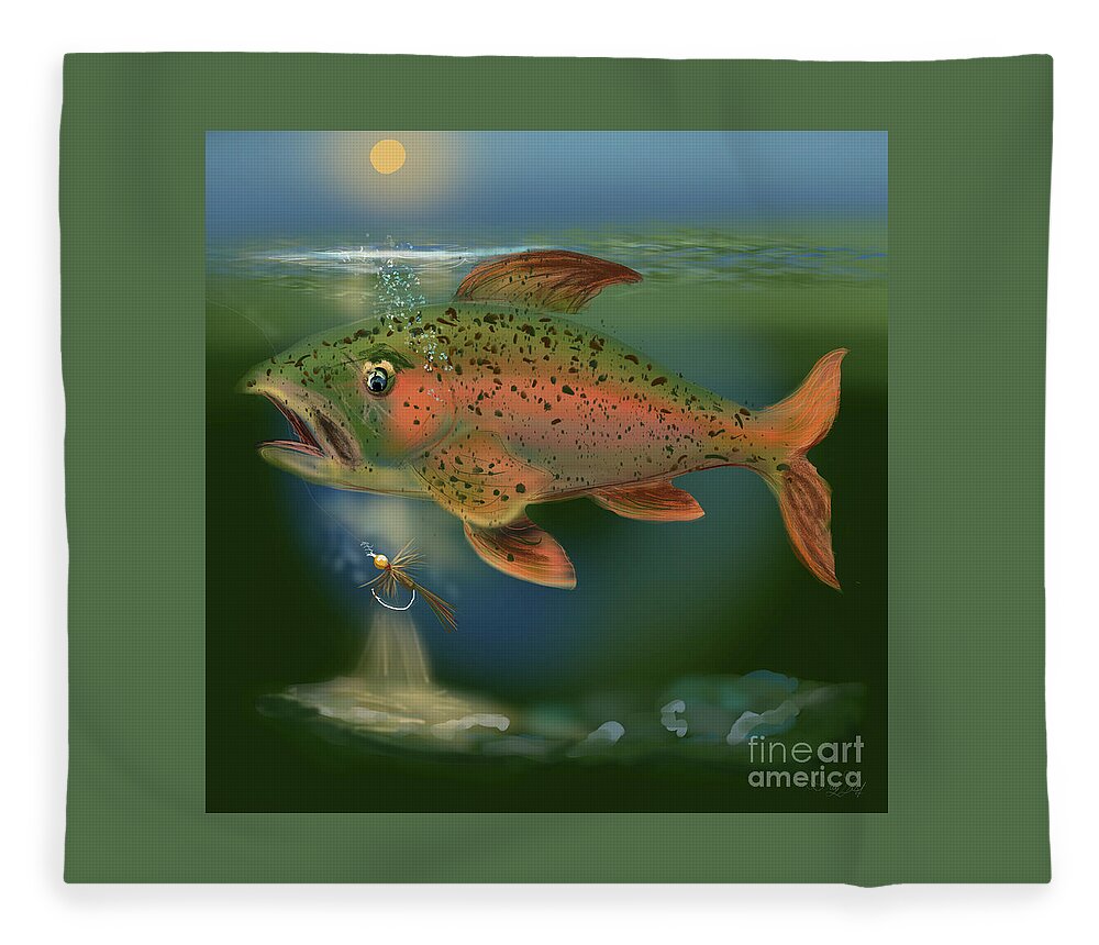 Fly Fishing Fleece Blanket featuring the digital art Not Falling for That by Doug Gist