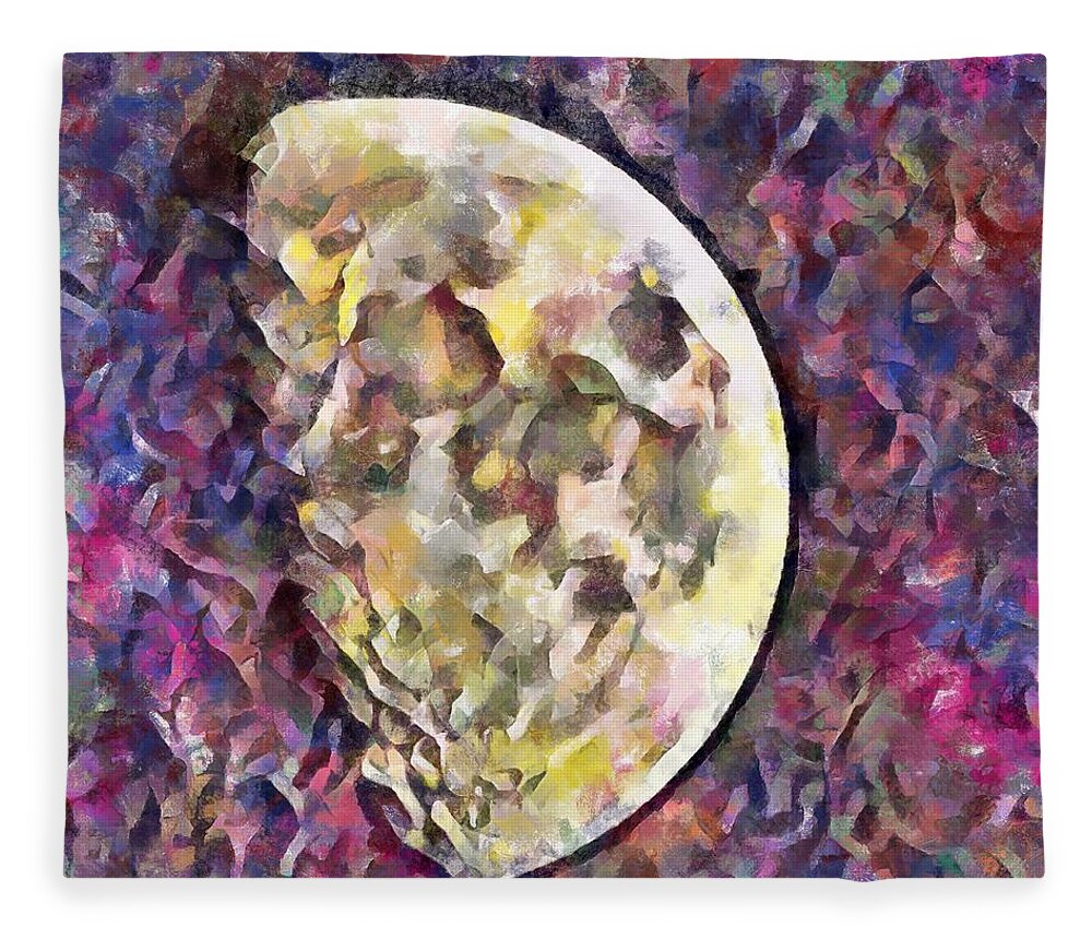 November Fleece Blanket featuring the mixed media November Moon by Christopher Reed