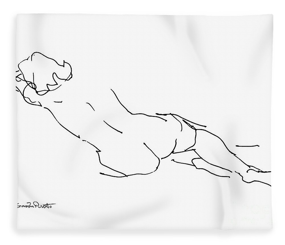 Female Fleece Blanket featuring the drawing Nude Female Drawings 9 by Gordon Punt
