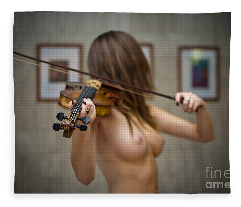 Nude Violin player Fleece Blanket by Guy Viner - Pixels