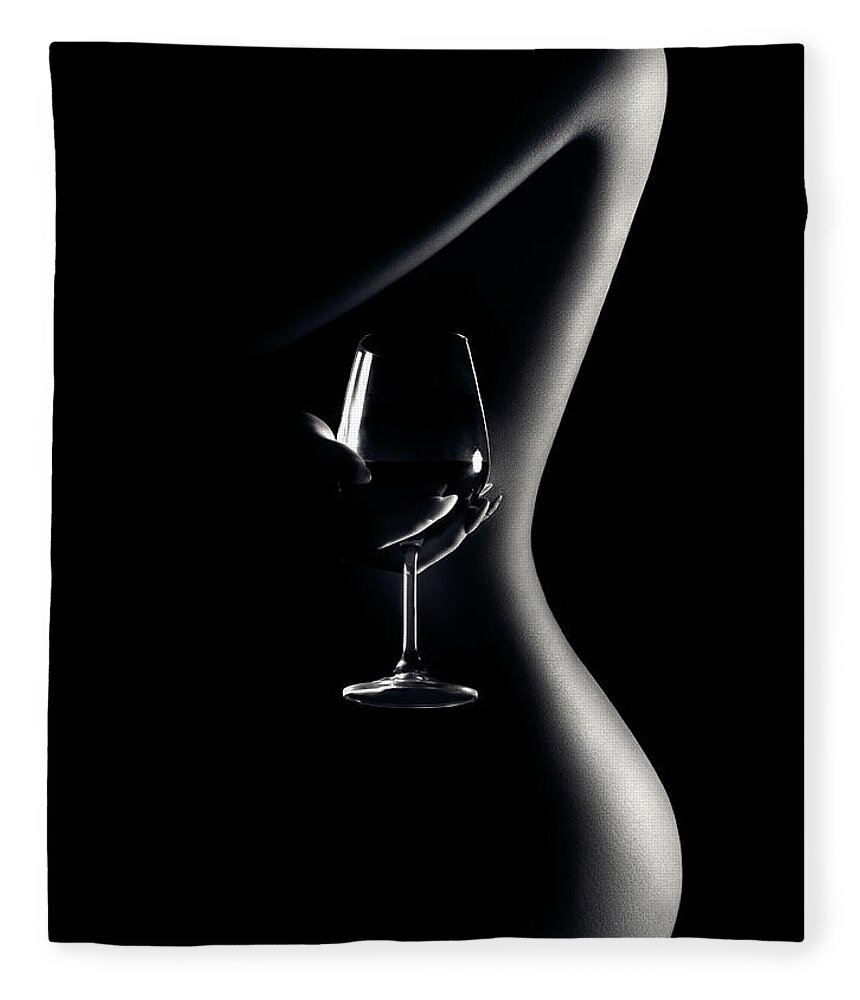 Woman Fleece Blanket featuring the photograph Nude woman red wine 3 by Johan Swanepoel