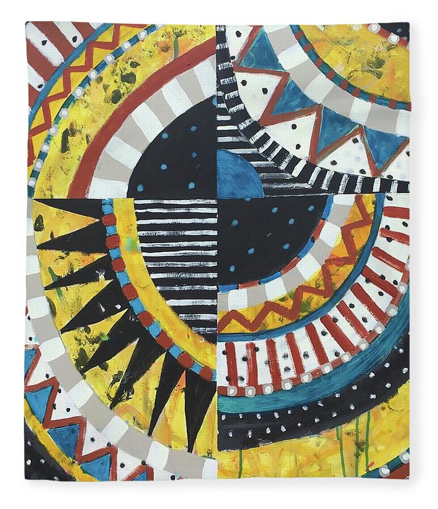 Pattern Fleece Blanket featuring the painting Number 20 by Cyndie Katz