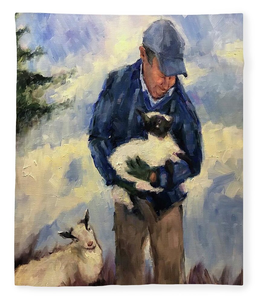 Man Fleece Blanket featuring the painting Nurturing with love by Ashlee Trcka
