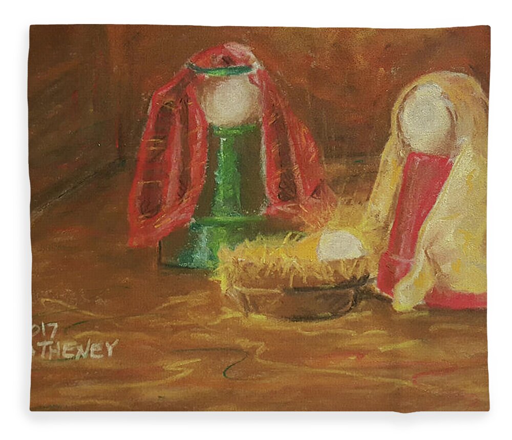 Christmas Fleece Blanket featuring the pastel O' Holy Night A Savior is Born by Vincent Matheney