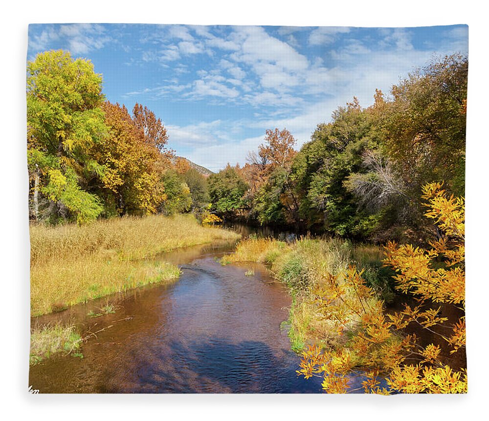Arizona Fleece Blanket featuring the photograph Oak Creek in the Fall by Jeff Goulden