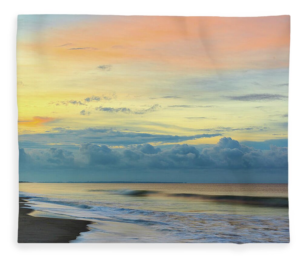 Oak Island Fleece Blanket featuring the photograph Oak Island Morning by Nick Noble