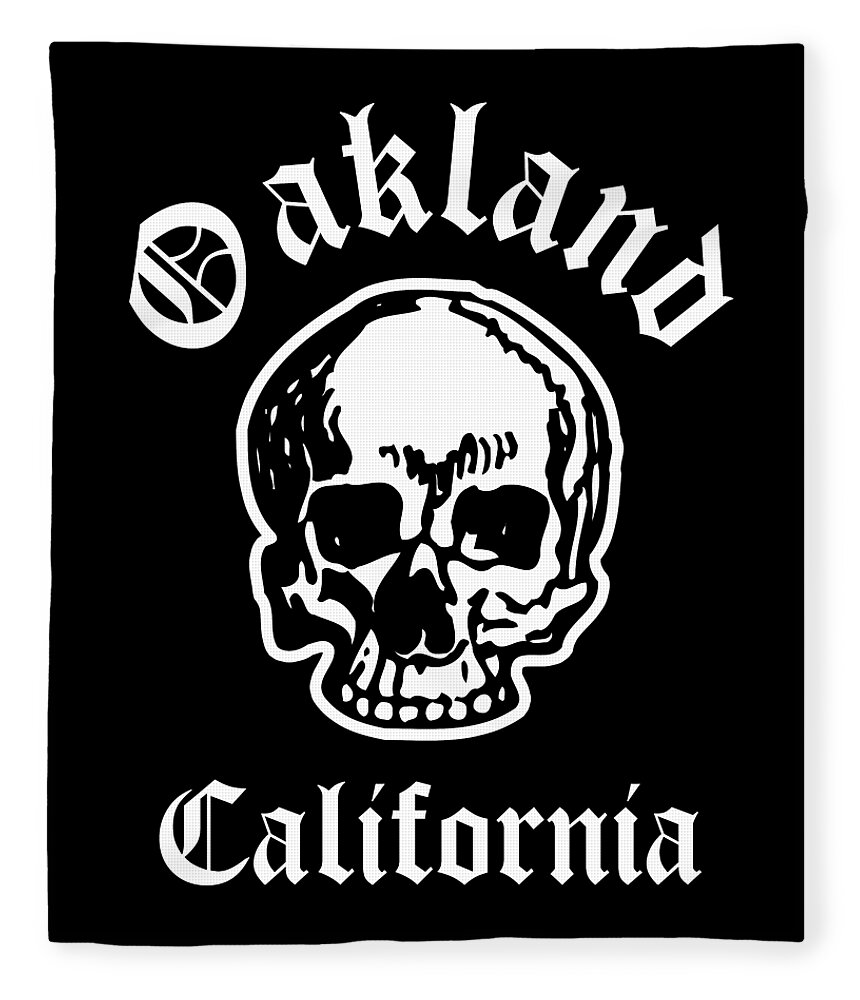 Oakland Fleece Blanket featuring the photograph Oakland California Hardcore Streets Urban Streetwear White Skull, White Text Super Sharp PNG 3 by Kathy Anselmo