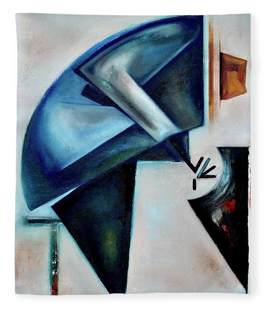 Jazz Fleece Blanket featuring the painting Oblique / Fulcrum by Martel Chapman