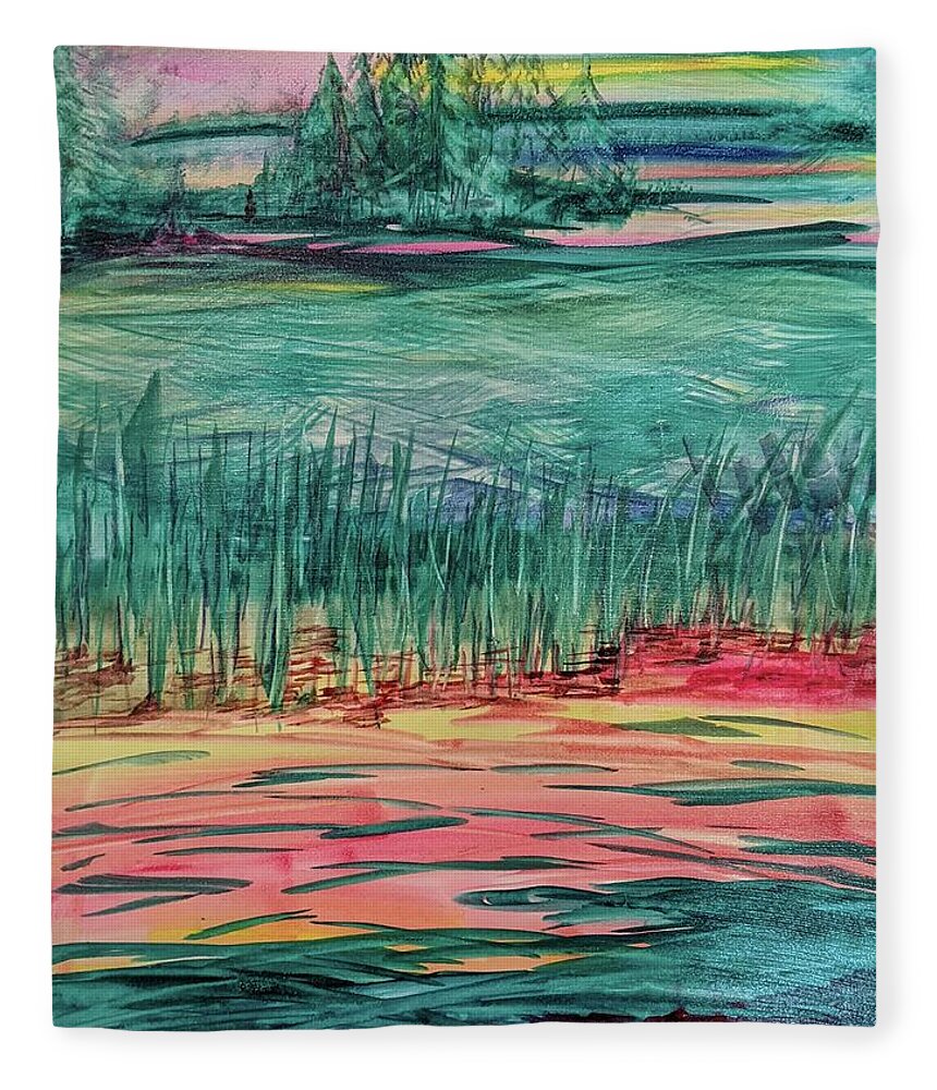 Bright Color Fleece Blanket featuring the painting Observation by Tammy Nara
