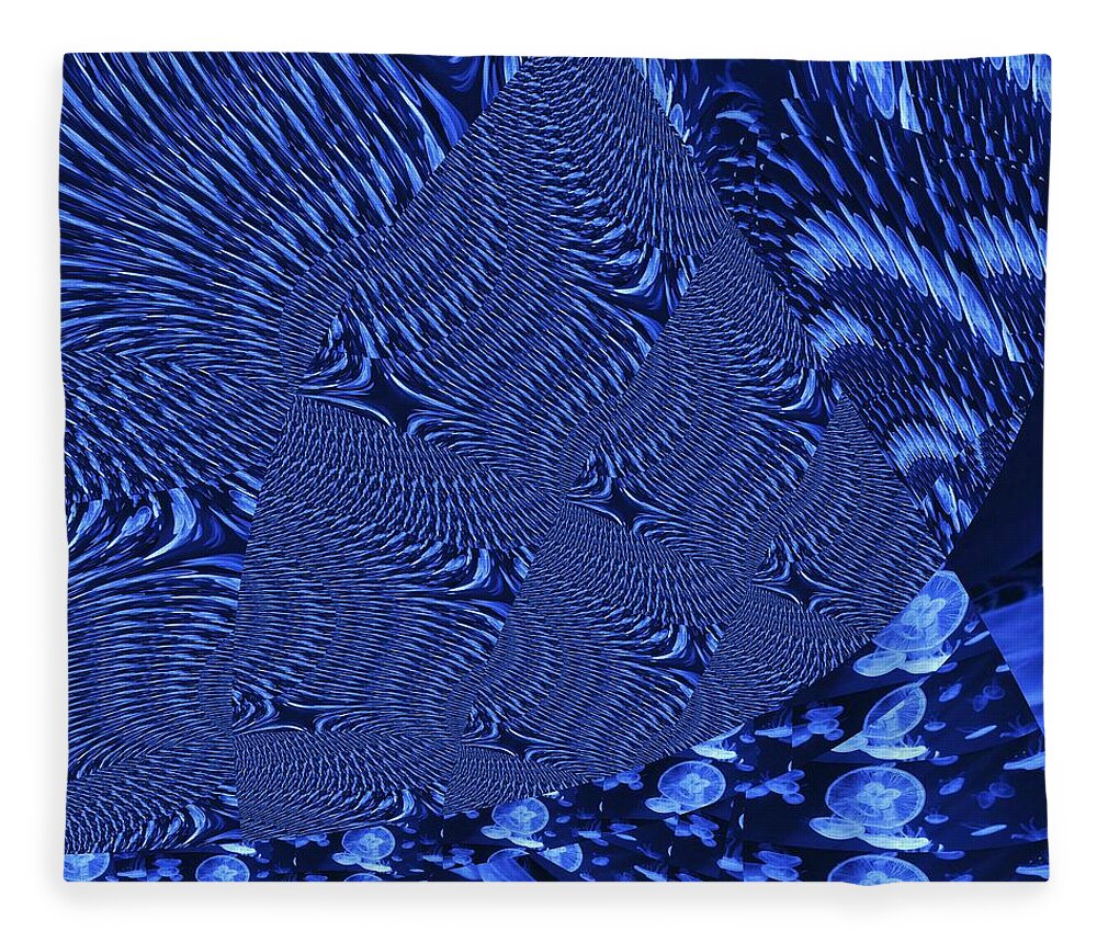 Fractal Fleece Blanket featuring the mixed media Ocean Beauties by Stephane Poirier
