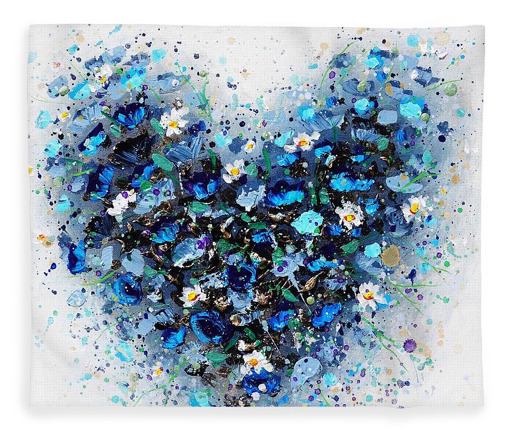 Heart Fleece Blanket featuring the painting Ocean of Love by Amanda Dagg