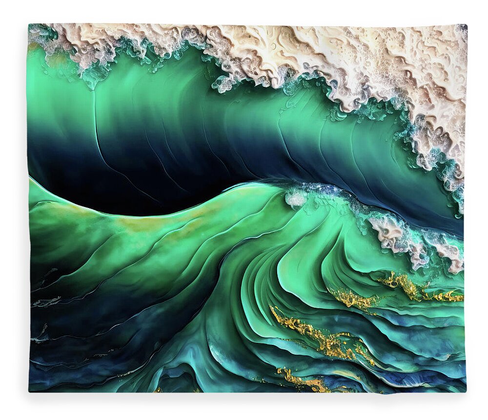 Waves Fleece Blanket featuring the digital art Ocean Waves 02 by Matthias Hauser