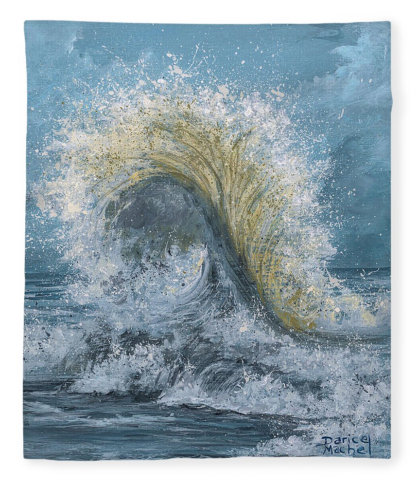 Seascape Fleece Blanket featuring the painting Ocean's Energy by Darice Machel McGuire