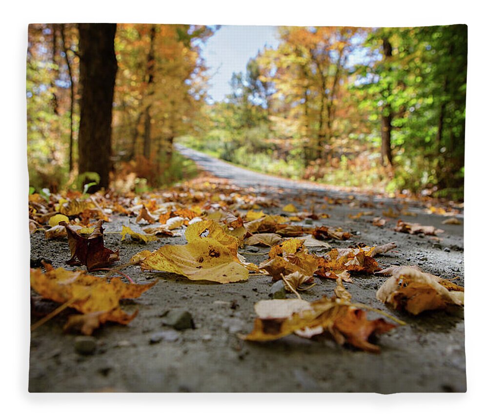 Autumn Fleece Blanket featuring the photograph October Road by Carolyn Ann Ryan
