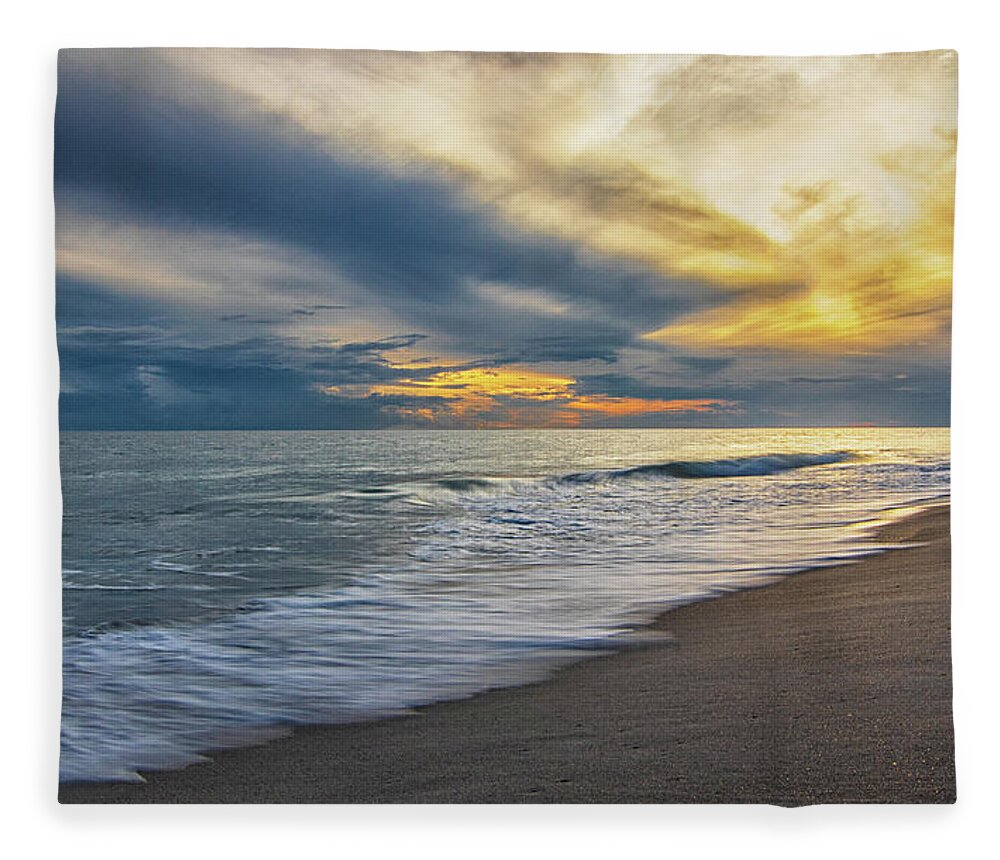 Atlantic Beach Fleece Blanket featuring the photograph October Sunset at Atlantic Beach North Carolina by Bob Decker