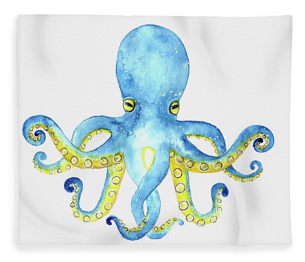 Octopus Fleece Blanket featuring the painting Octopus by Michele Fritz