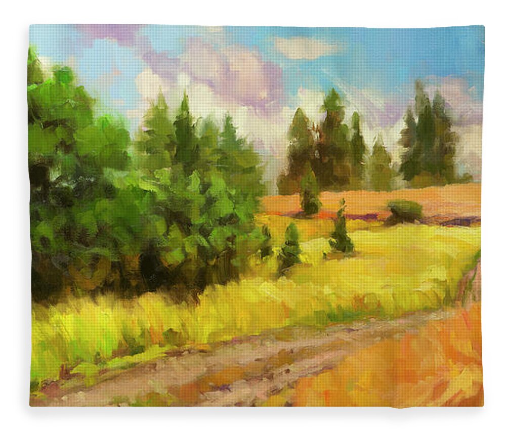 Landscape Fleece Blanket featuring the painting Off the Grid by Steve Henderson