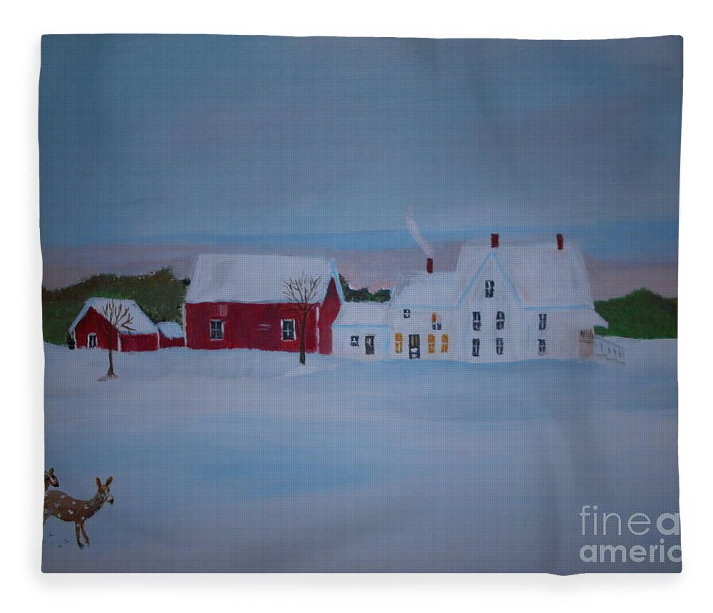 Landscape Fleece Blanket featuring the painting Oh Deer Me Painting # 355 by Donald Northup