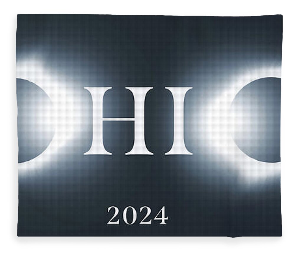 Ohio Total Eclipse Fleece Blanket featuring the mixed media Ohio Solar Eclipse 2024 by Dan Sproul