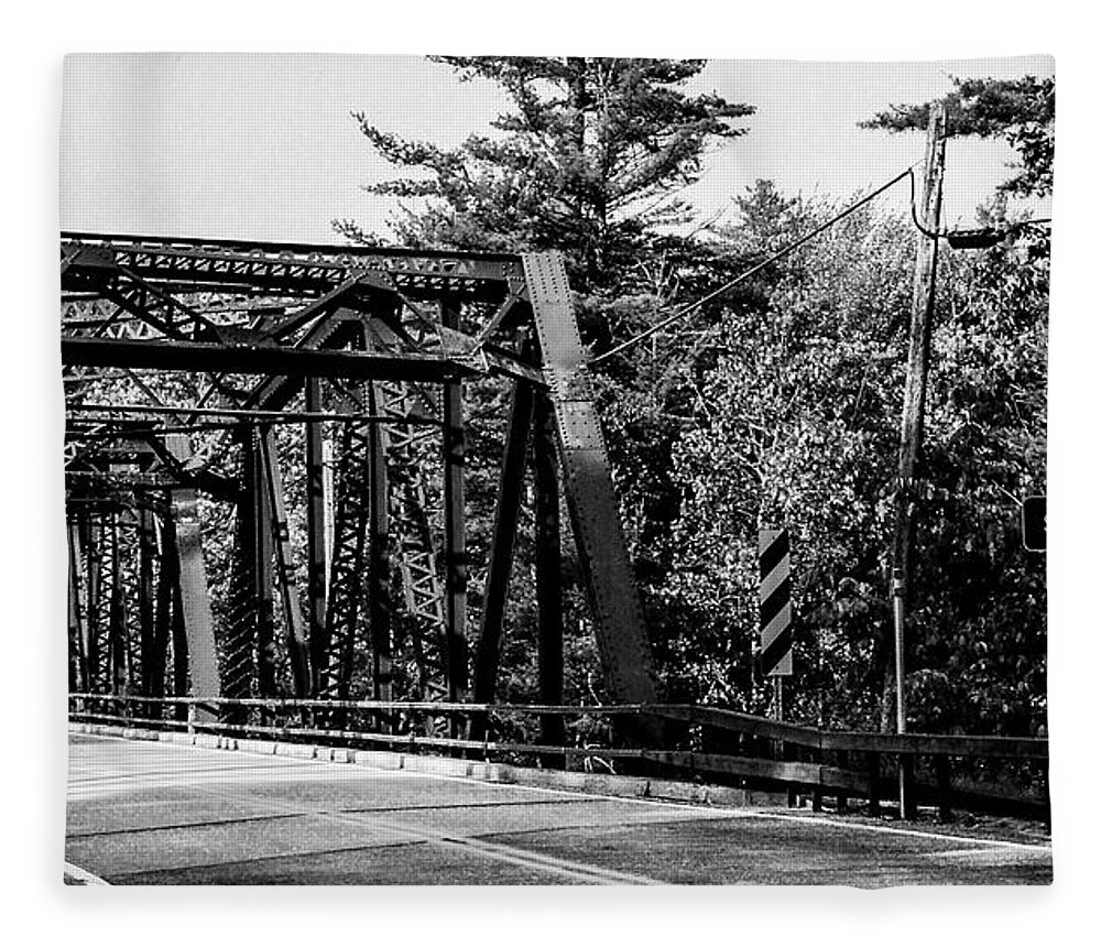 Black And White Fleece Blanket featuring the photograph Old Bridge Black and White by Louis Dallara