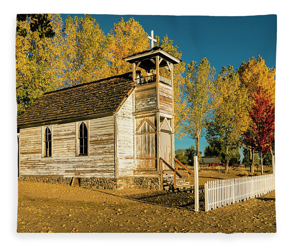 Lassen Fleece Blanket featuring the photograph Old Castantia Church by Mike Lee