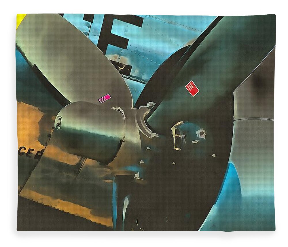 C-47 Fleece Blanket featuring the mixed media Old Prop by Christopher Reed
