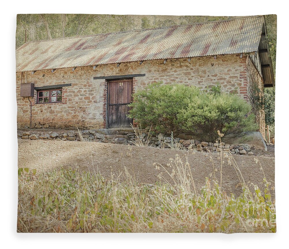 Stone Fleece Blanket featuring the photograph Old Stone Cottage by Elaine Teague