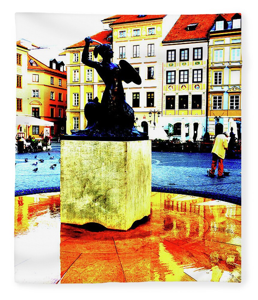 Siren Fleece Blanket featuring the photograph Old Town Square In Warsaw, Poland 6 by John Siest