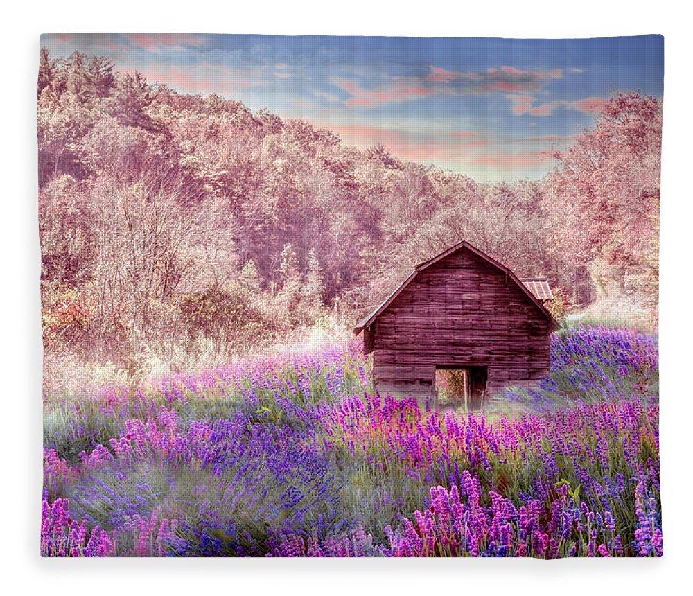 Barns Fleece Blanket featuring the photograph Old Wildflower Barn along the Country Roads by Debra and Dave Vanderlaan
