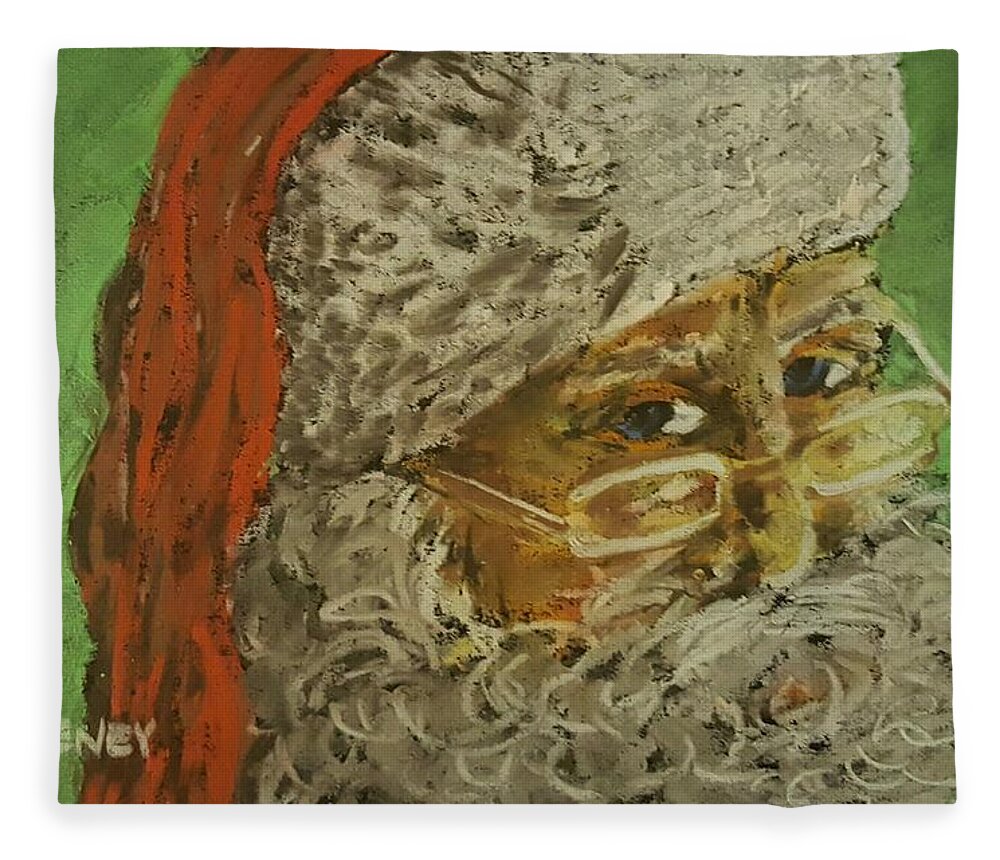 Christmas Fleece Blanket featuring the pastel Ole Kris Kringle by Vincent Matheney