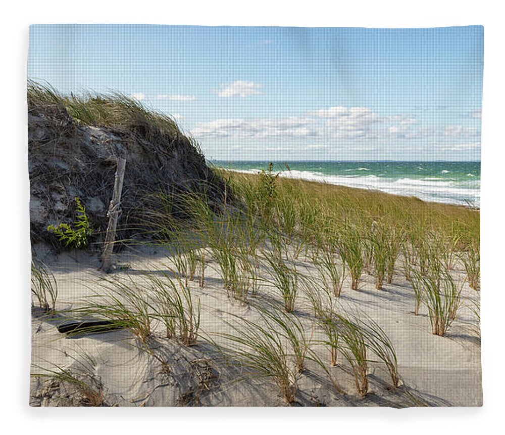 On A Clear Day At Sandy Neck Beach Fleece Blanket featuring the photograph On a Clear Day at Sandy Neck Beach by Michelle Constantine