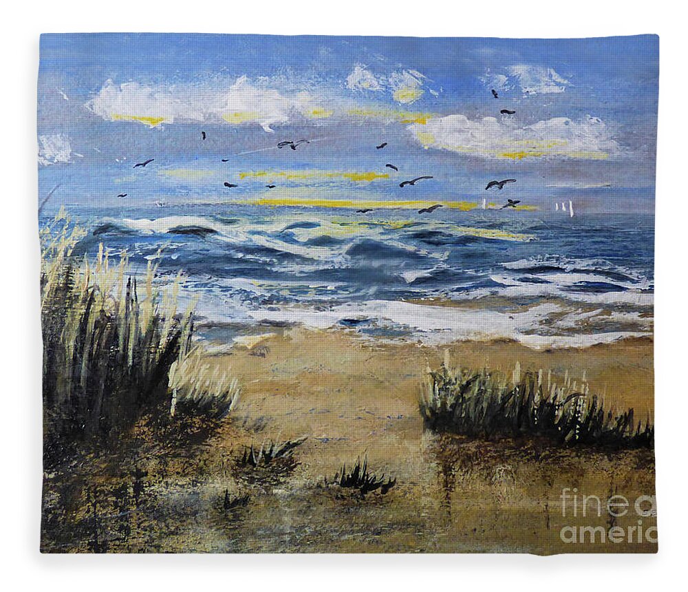 Abstract Fleece Blanket featuring the painting On the Fly by Sharon Williams Eng