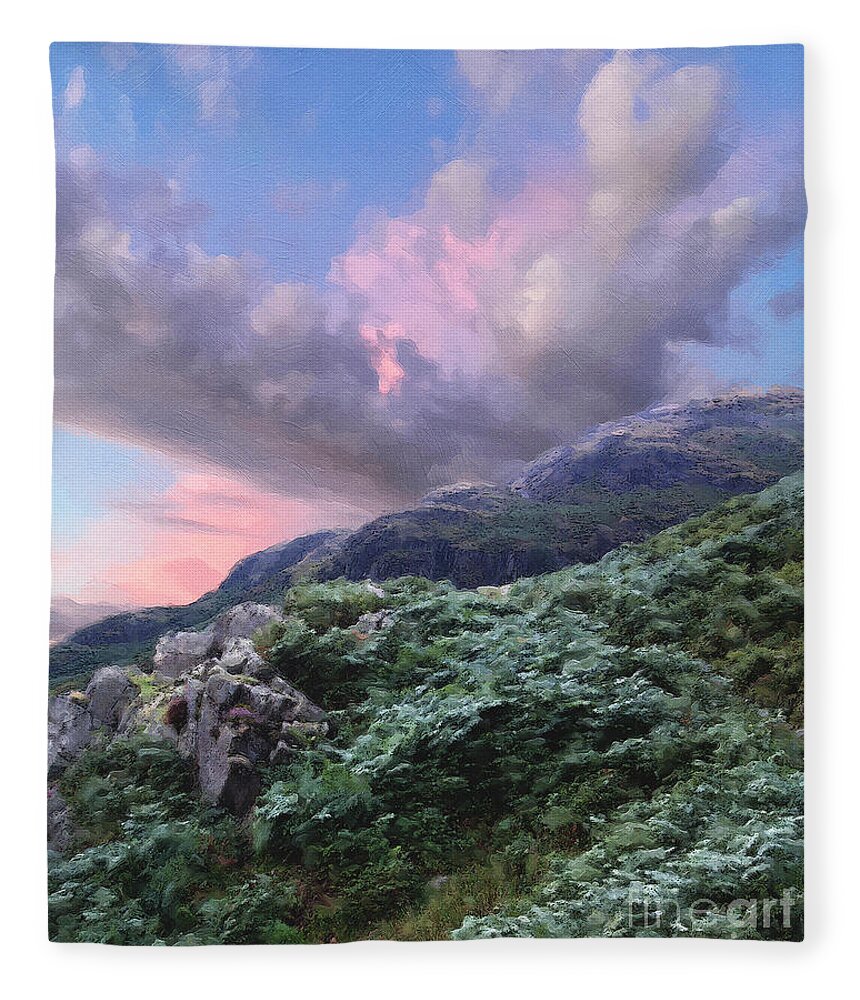 Lake District Fleece Blanket featuring the photograph On The Hills of Langdale by Brian Watt